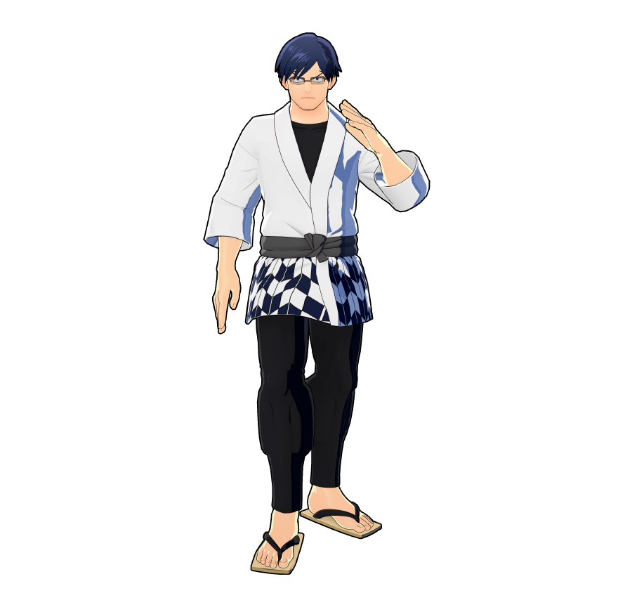Tenya Iida's festival outfit.
On high alert to keep everyone in check, even during the fun!