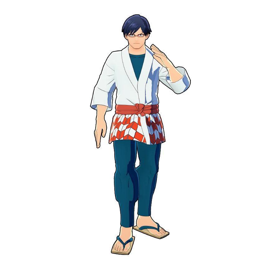 Tenya Iida's festival outfit.
On high alert to keep everyone in check, even during the fun!