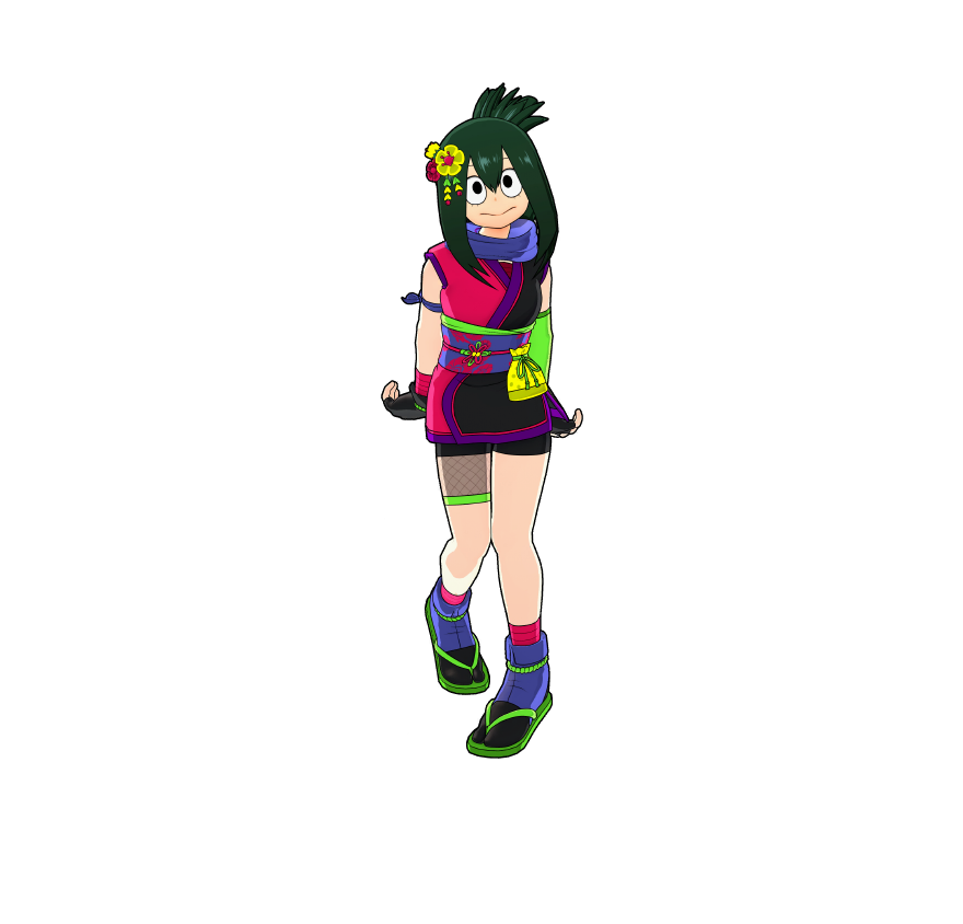 A special new ninja outfit tailored for Tsuyu. With her Quirk in play, spotting her becomes a real challenge.