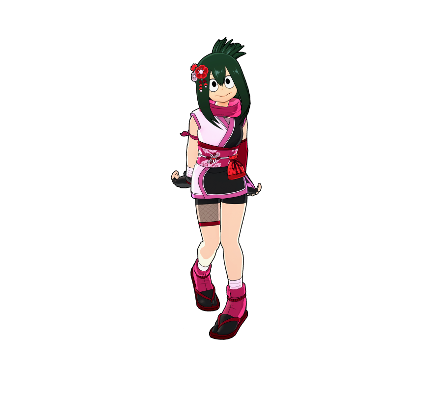 A special new ninja outfit tailored for Tsuyu. With her Quirk in play, spotting her becomes a real challenge.