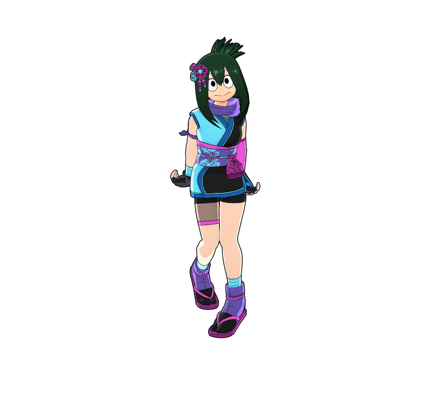 A special new ninja outfit tailored for Tsuyu. With her Quirk in play, spotting her becomes a real challenge.