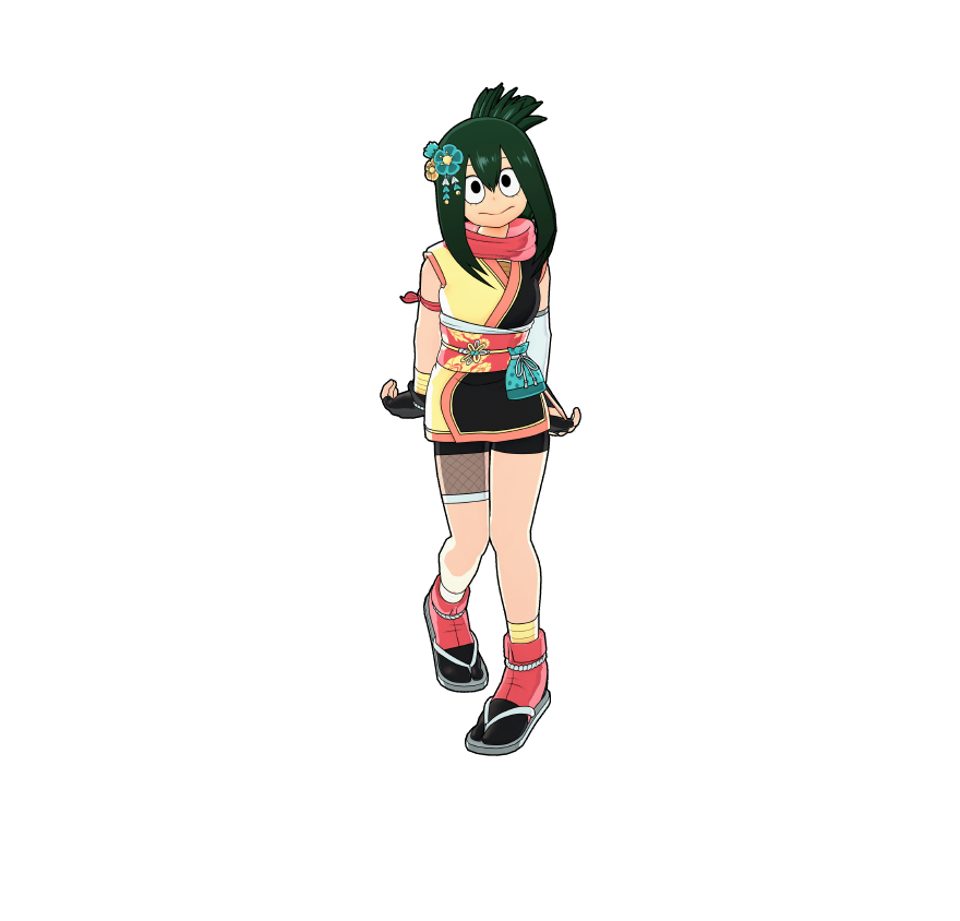 A special new ninja outfit tailored for Tsuyu. With her Quirk in play, spotting her becomes a real challenge.