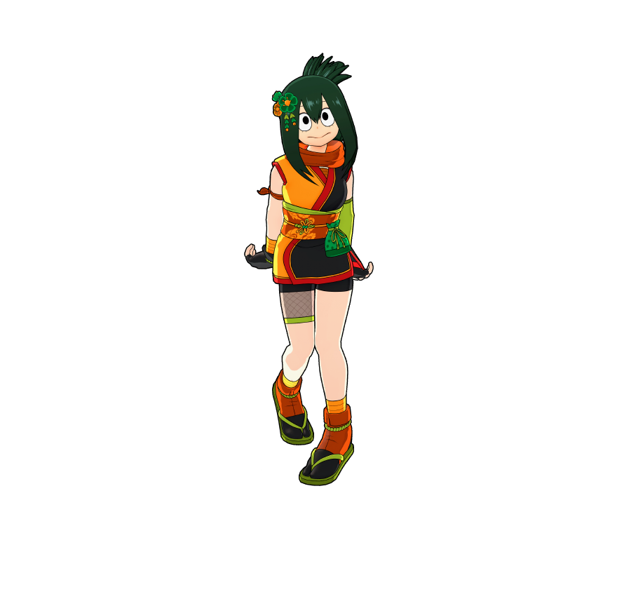 A special new ninja outfit tailored for Tsuyu. With her Quirk in play, spotting her becomes a real challenge.