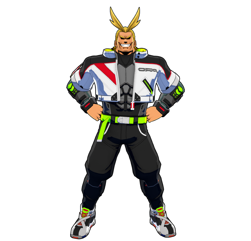 A sleek, high-tech hero suit.
No fluff. Just peak mobility for the Symbol of Peace!