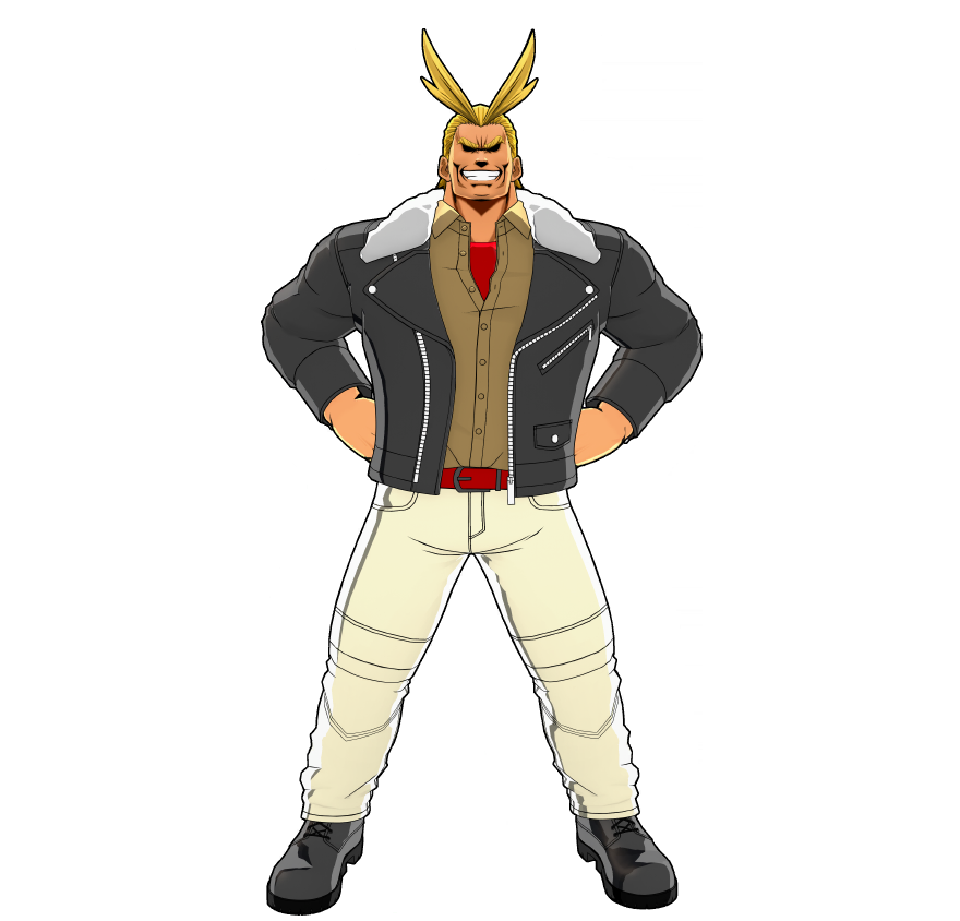 All Might's Signature Leather Style. The well-worn leather bears the marks of many battles.