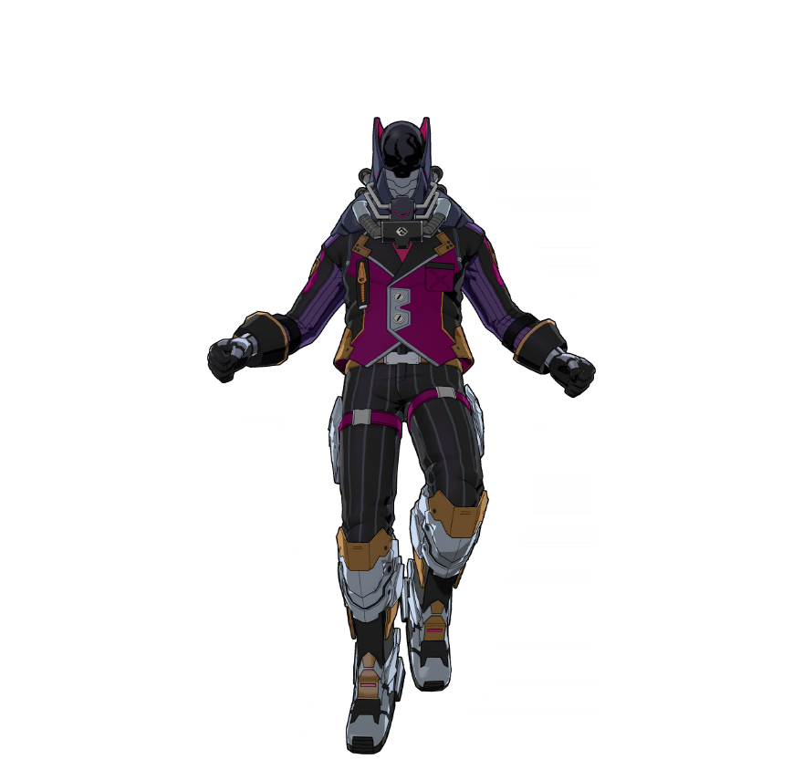 Cyberpunk outfit with a futuristic edge. Special fibers assist Quirk-based perception.