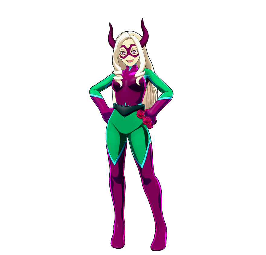 Mt. Lady Costume (Kamui Woods)
They end up working together often since their agencies are close.