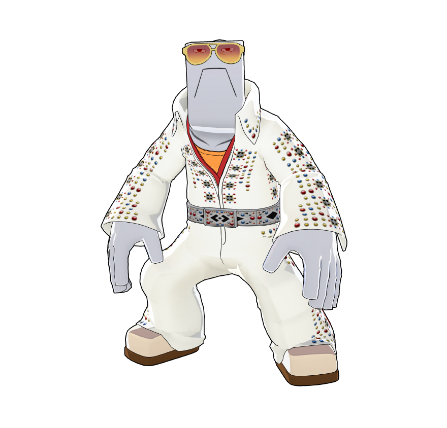 Cementoss's special party outfit. He's not one for formal vibes, hence this outfit.