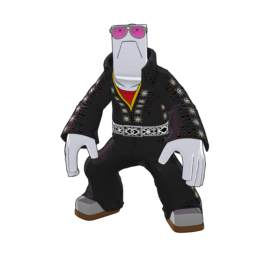 Cementoss's special party outfit. He's not one for formal vibes, hence this outfit.