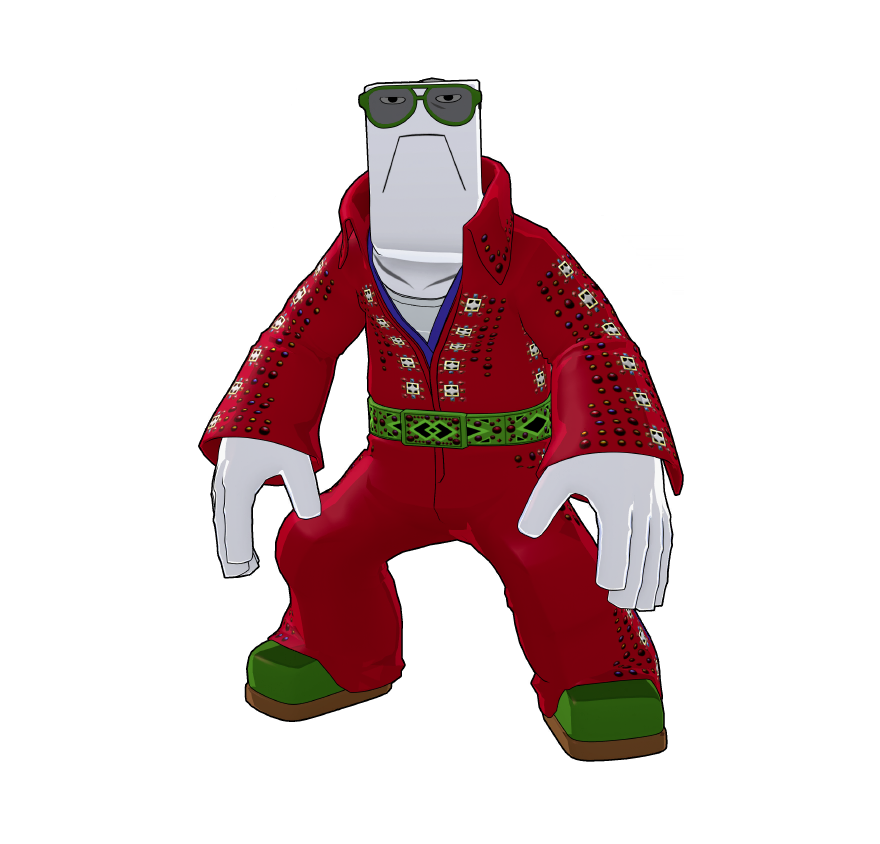 Cementoss's special party outfit. He's not one for formal vibes, hence this outfit.