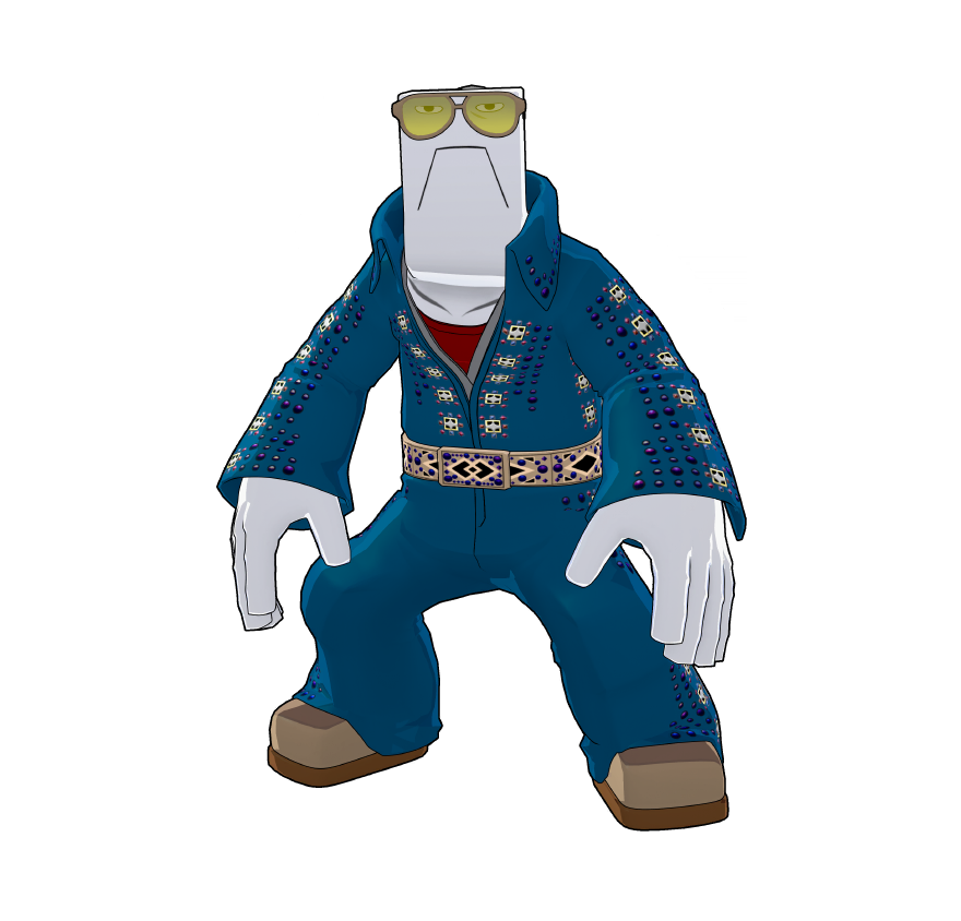 Cementoss's special party outfit. He's not one for formal vibes, hence this outfit.