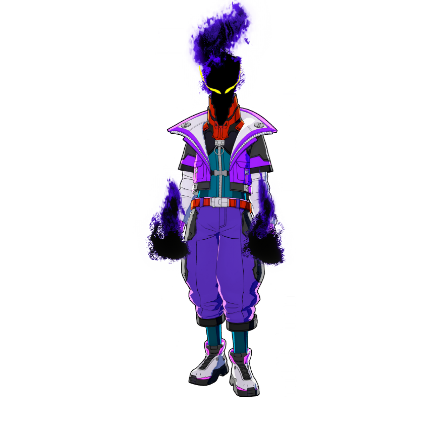A futuristic cyberpunk costume. Supporting the League of Villains from the shadows once again tonight.